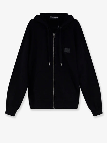 DOLCE & GABBANA - Cotton sweatshirt with metal logo patch