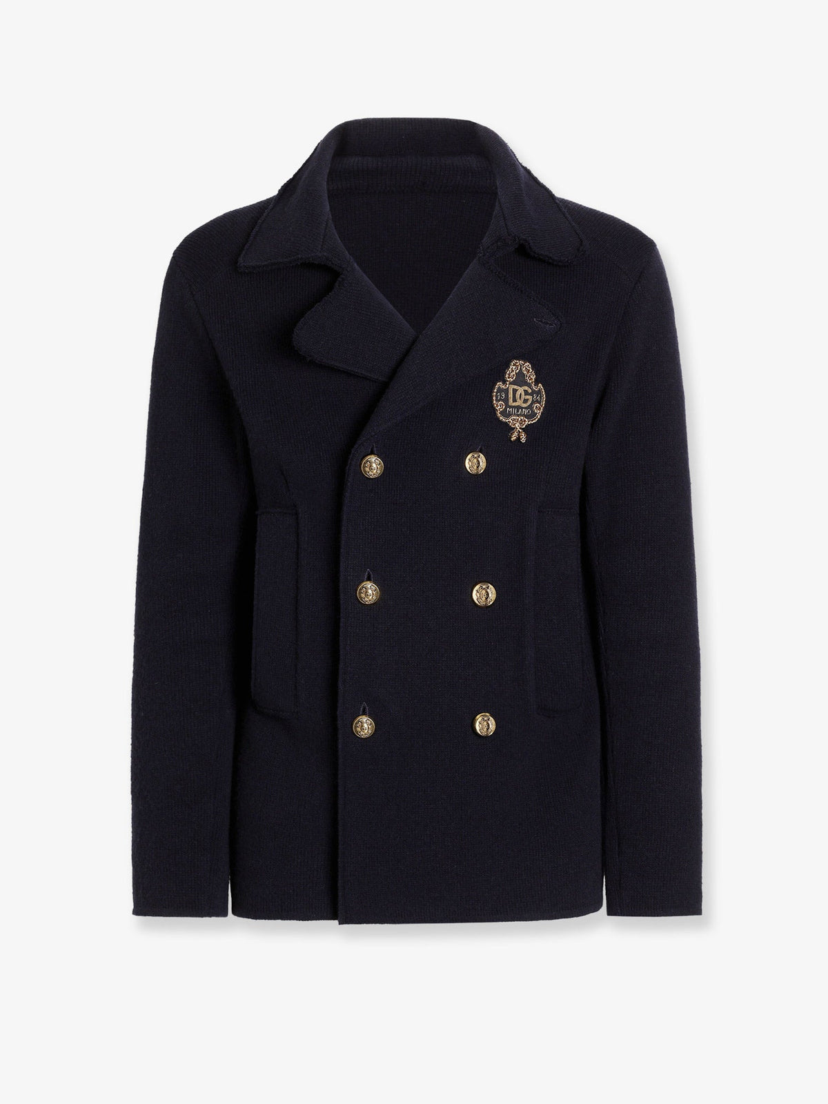 Dolce & Gabbana Virgin wool blazer with iconic crest - Blu Scuro