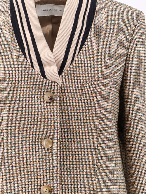 Dries Van Noten Ritt madras cotton blend coat - Tan
