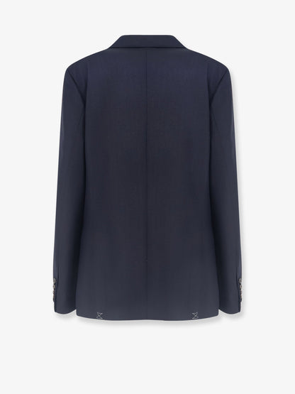 Dries Van Noten Barrysta wool blazer with gold embroidery - Navy