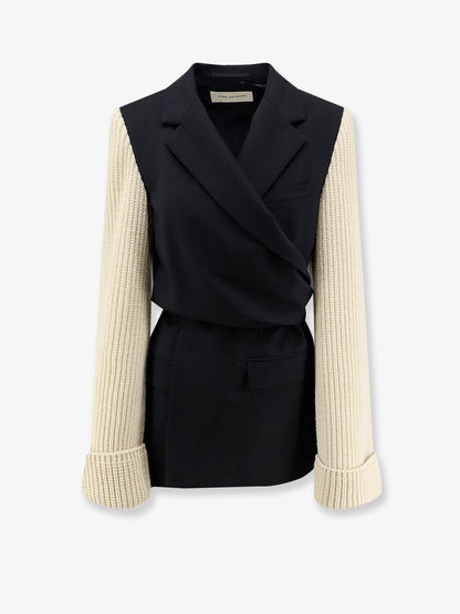 Dries Van Noten Beline Bis wool blazer with contrasting sleeves - Black