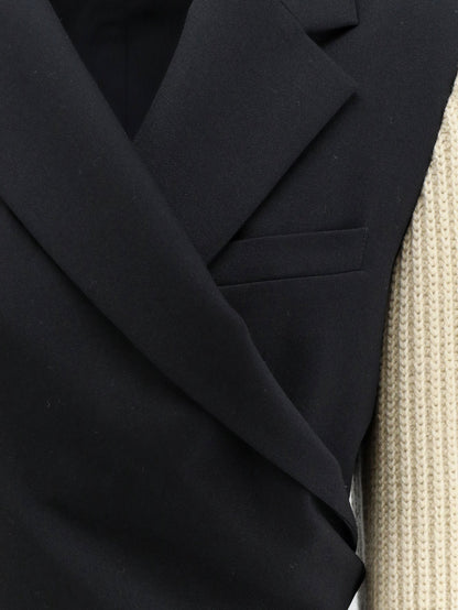 Dries Van Noten Beline Bis wool blazer with contrasting sleeves - Black