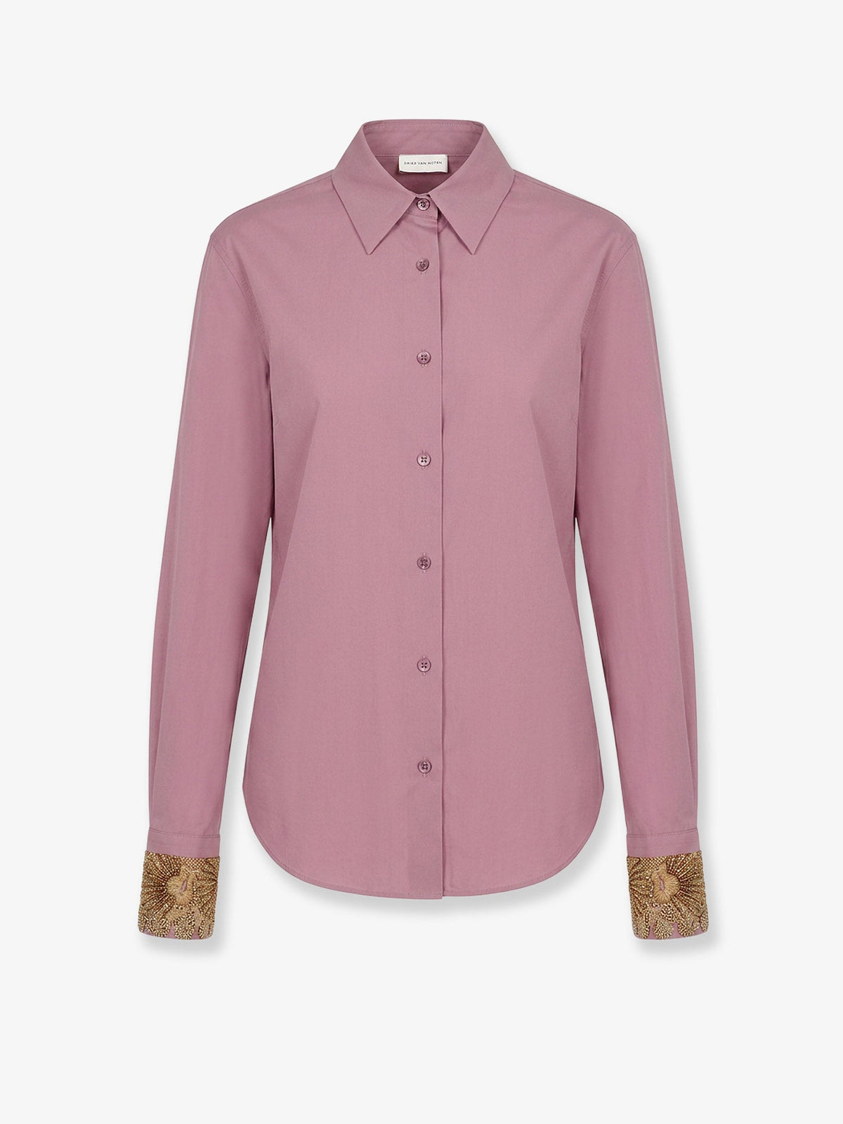 Dries Van Noten Chloris cotton shirt with embroiders cuffs - Old Rose