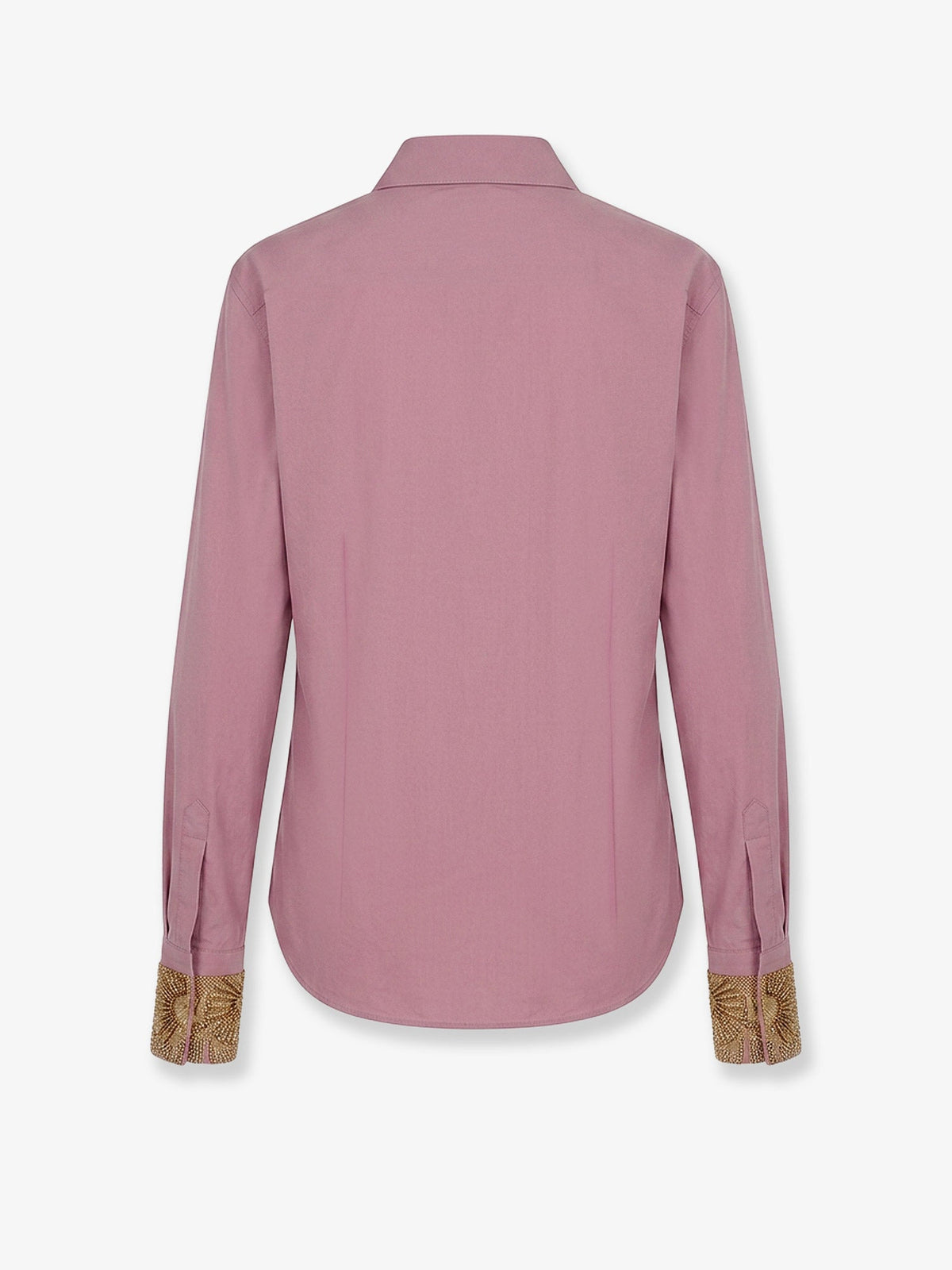 Dries Van Noten Chloris cotton shirt with embroiders cuffs - Old Rose