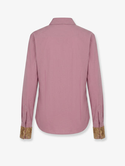 Dries Van Noten Chloris cotton shirt with embroiders cuffs - Old Rose