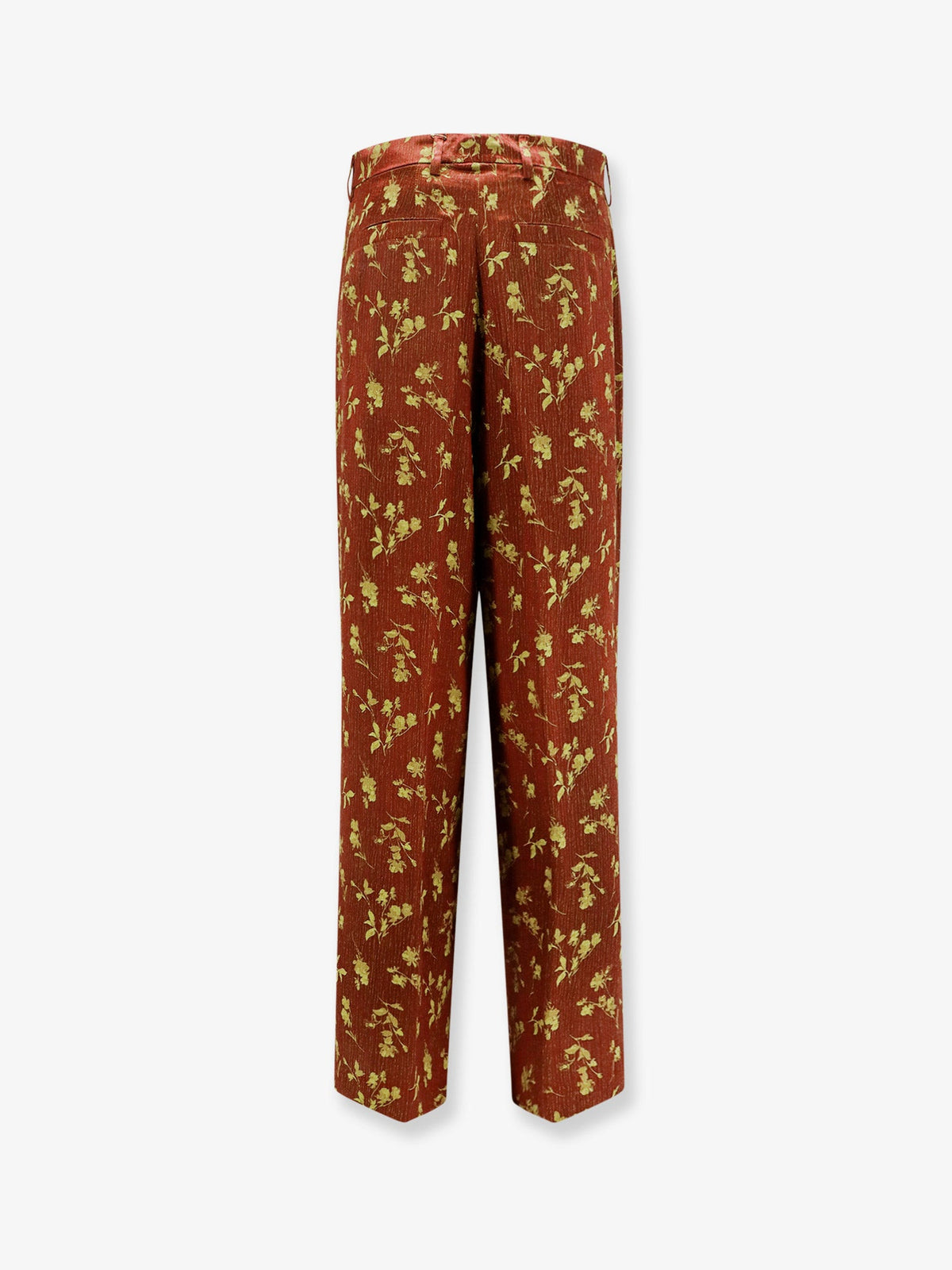 Dries Van Noten Viscose blend trousers with floral pattern - Rust