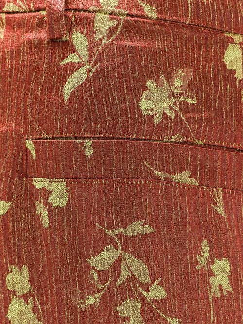 Dries Van Noten Viscose blend trousers with floral pattern - Rust
