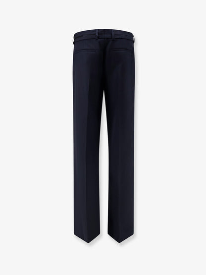 Dries Van Noten Presta wool trousers with belt - Navy