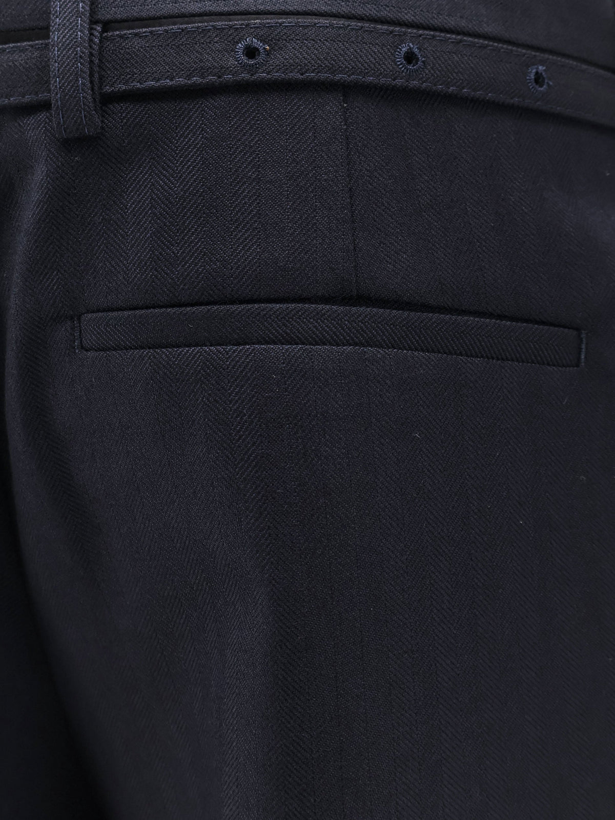 Dries Van Noten Presta wool trousers with belt - Navy