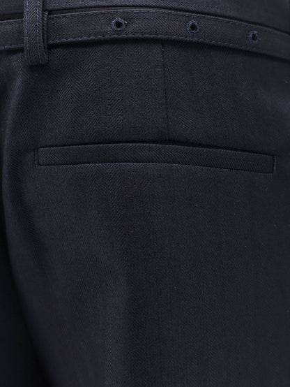 Dries Van Noten Presta wool trousers with belt - Navy