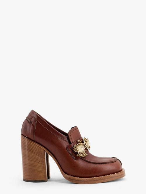 Dries Van Noten Leather Loafers with hells - Burgundy
