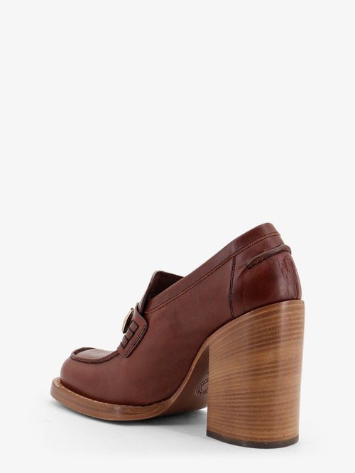 Dries Van Noten Leather Loafers with hells - Burgundy