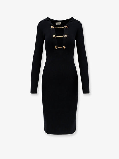 Elisabetta Franchi Long viscose blend dress - Nero