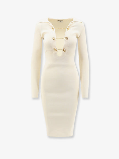Elisabetta Franchi Long viscose blend dress - Burro