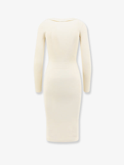 Elisabetta Franchi Long viscose blend dress - Burro