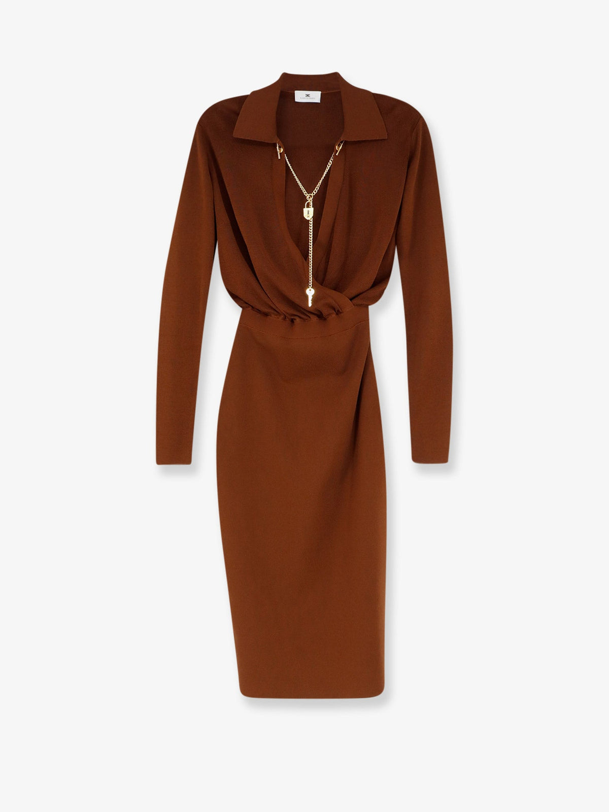 Elisabetta Franchi Viscose blend midi dress - Sigaro