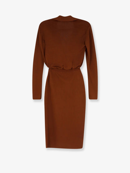 Elisabetta Franchi Viscose blend midi dress - Sigaro