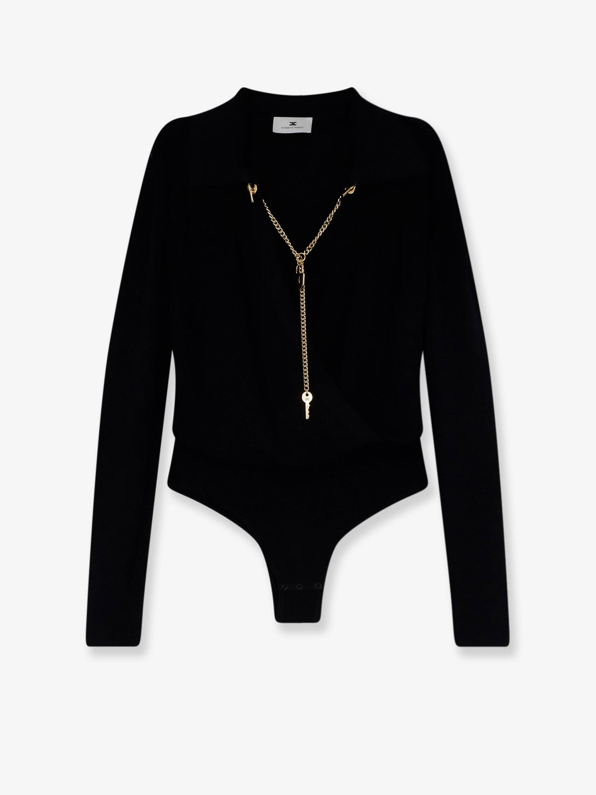 Elisabetta Franchi Viscose blend bodysuit with jewel charm detail - Nero