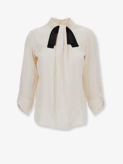 Elisabetta Franchi Viscose shirt with contrasting detail - Burro
