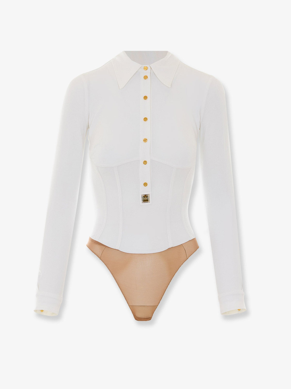 Elisabetta Franchi Stretch viscose body shirt - Avorio