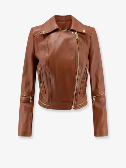 Elisabetta Franchi Leather biker jacket - Sigaro