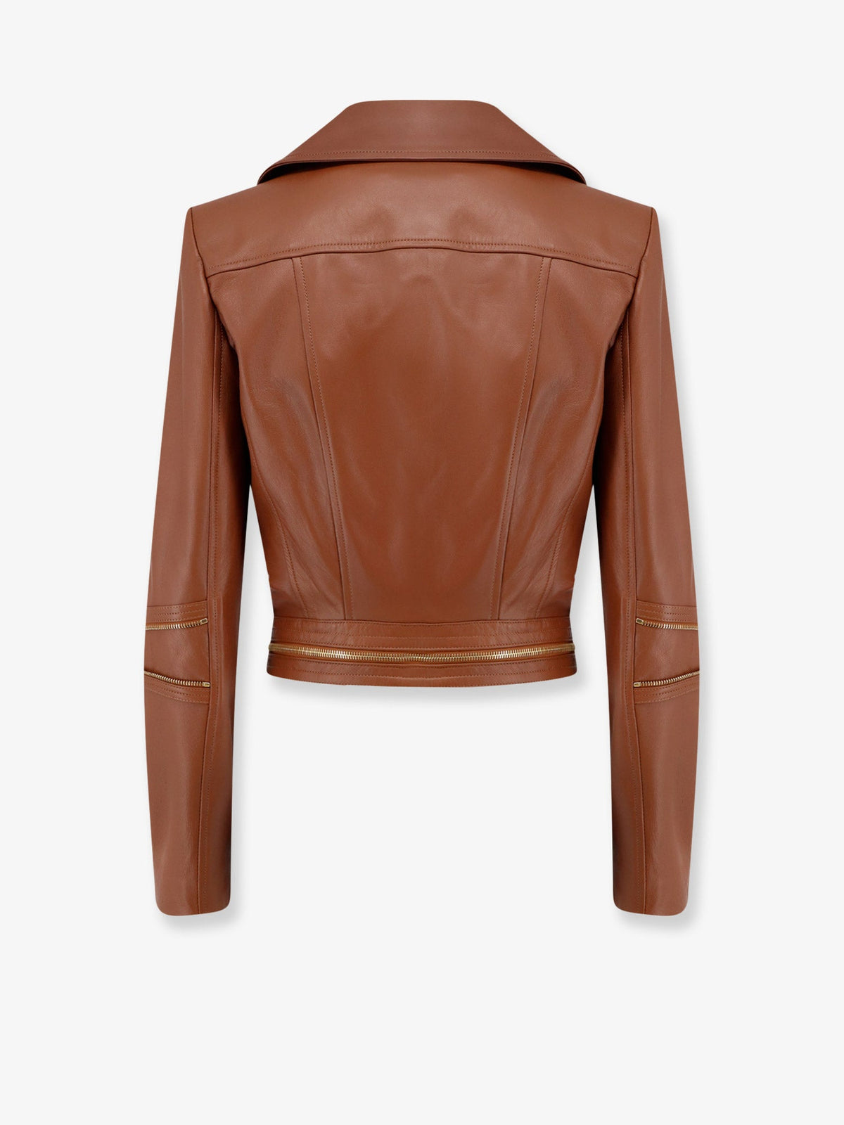Elisabetta Franchi Leather biker jacket - Sigaro