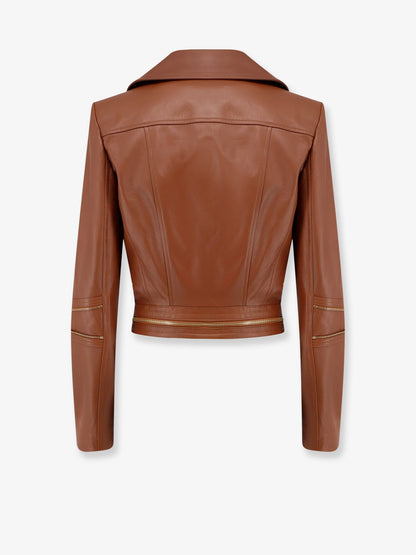 Elisabetta Franchi Leather biker jacket - Sigaro