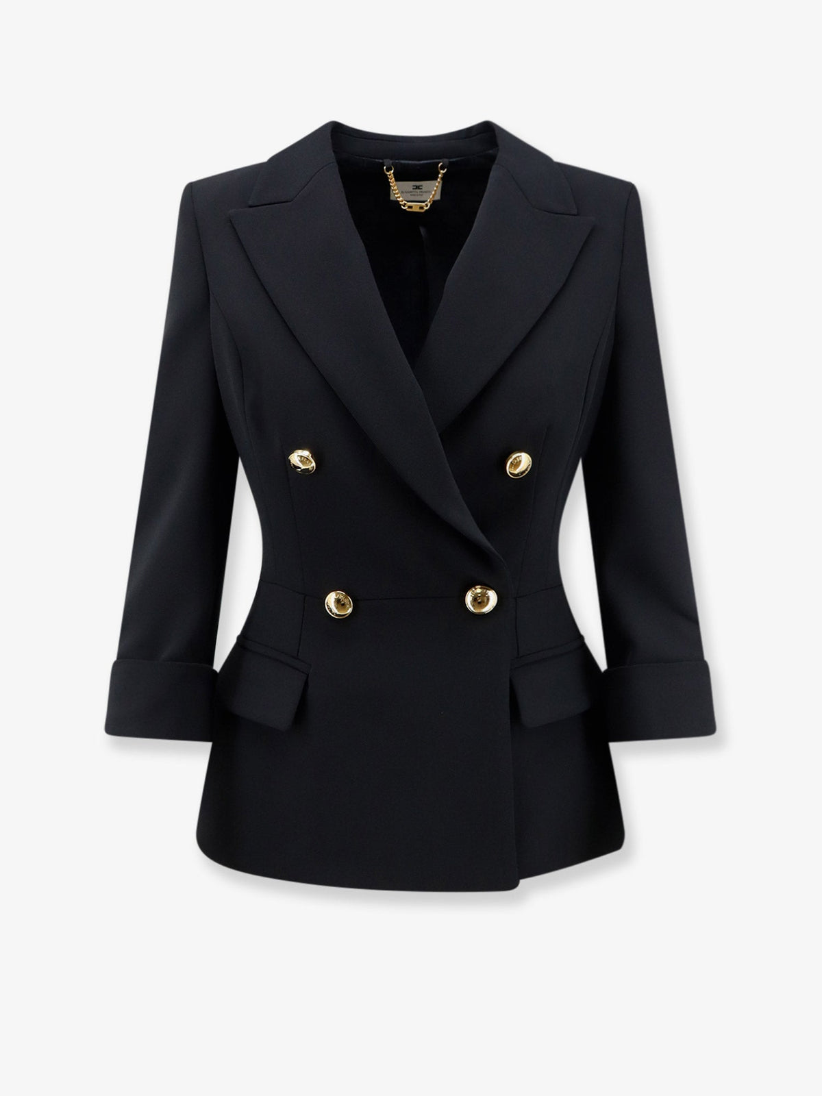 Elisabetta Franchi Stretch fabric blazer with logoed cufflinks - Nero