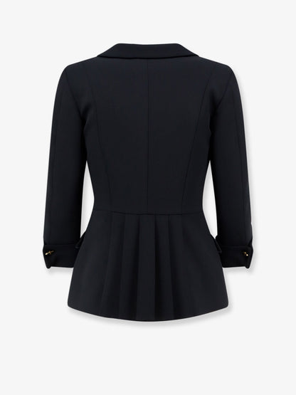 Elisabetta Franchi Stretch fabric blazer with logoed cufflinks - Nero