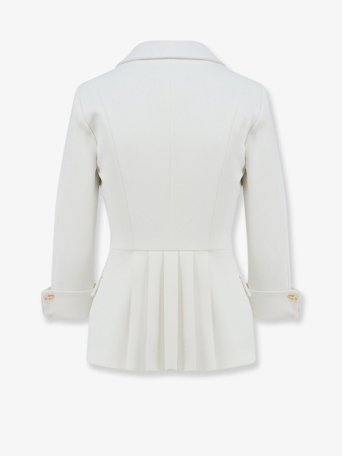 Elisabetta Franchi Stretch fabric blazer with logo cufflinks - Avorio