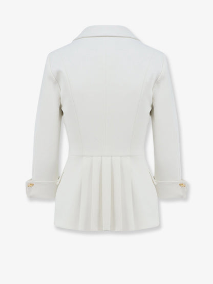 Elisabetta Franchi Stretch fabric blazer with logo cufflinks - Avorio