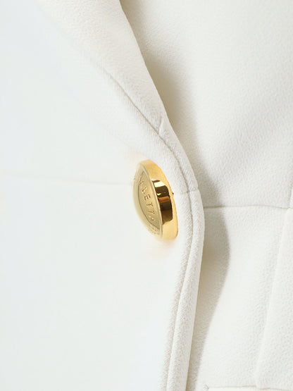 Elisabetta Franchi Stretch fabric blazer with logo cufflinks - Avorio
