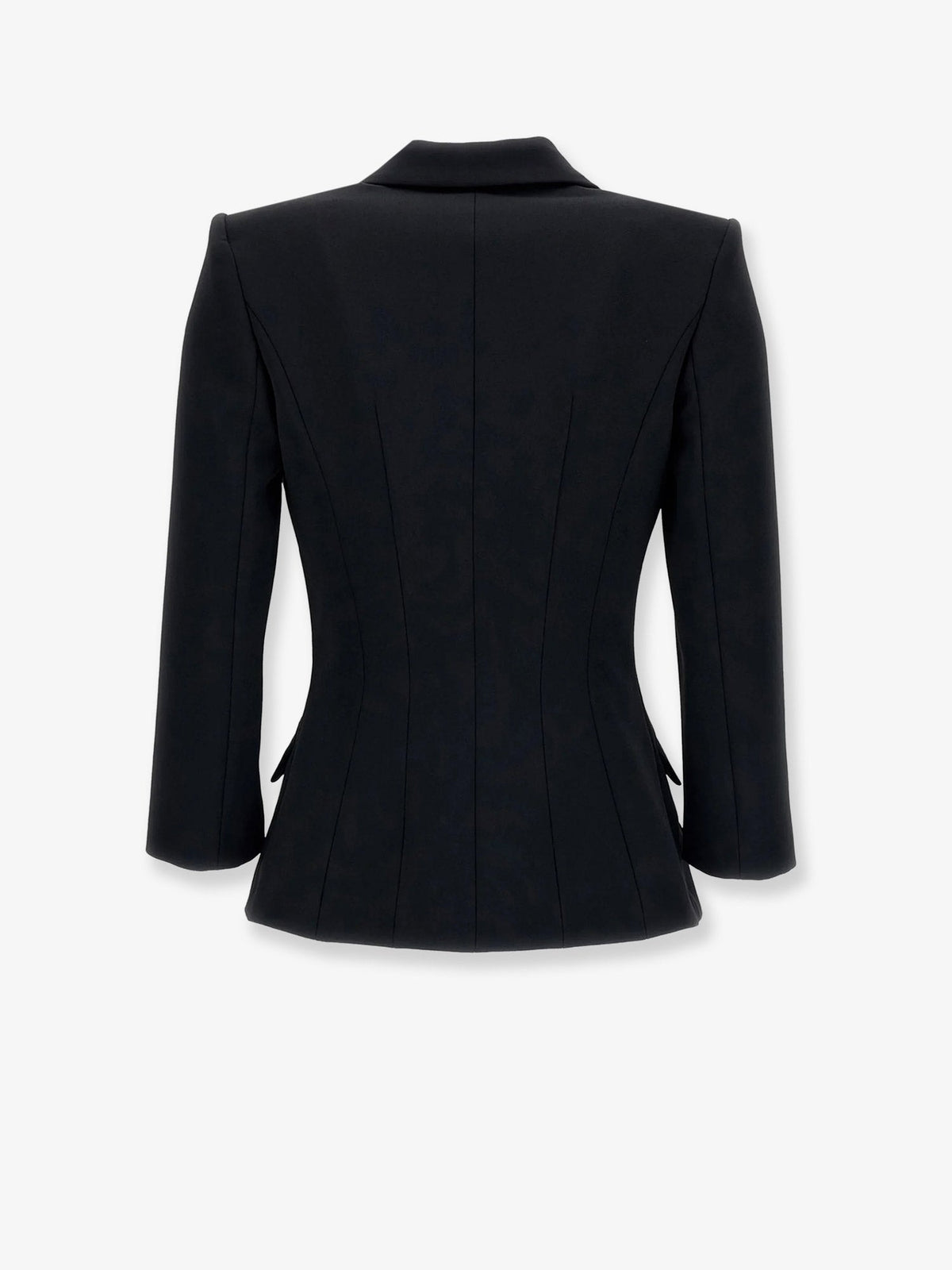 Elisabetta Franchi Double-breasted blazer with Monogram gold metal details - Nero