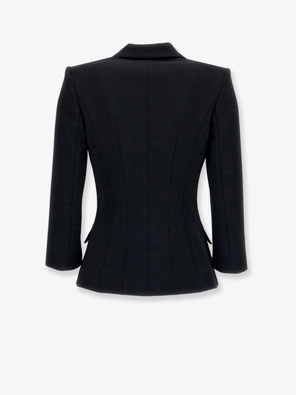 Elisabetta Franchi Double-breasted blazer with Monogram gold metal details - Nero