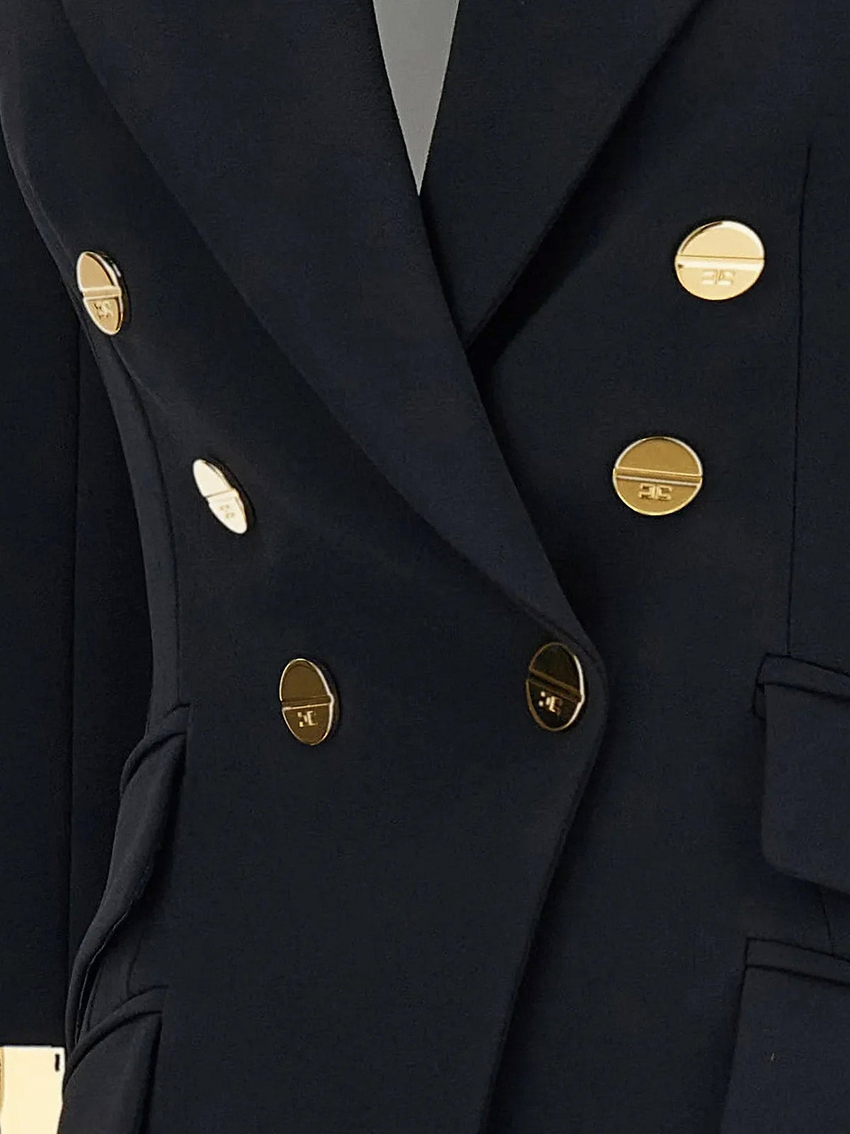 Elisabetta Franchi Double-breasted blazer with Monogram gold metal details - Nero