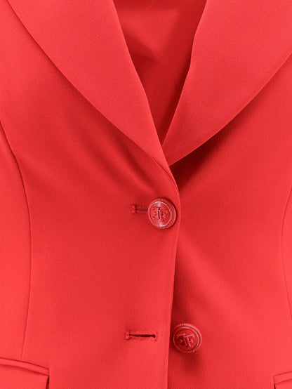 Elisabetta Franchi Fitted blazer with laces on the back - Red