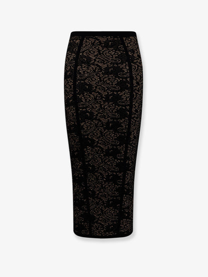 Elisabetta Franchi Embroidered knitted skirt - Nero