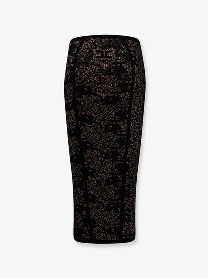 Elisabetta Franchi Embroidered knitted skirt - Nero