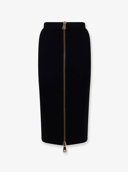 Elisabetta Franchi Viscose and nylon skirt with zip - Nero