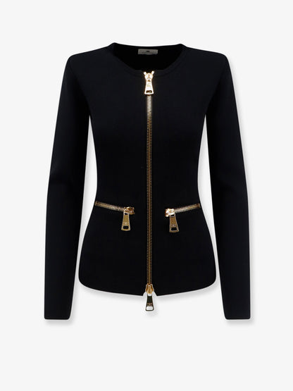Elisabetta Franchi Knitted blazer with zip - Nero