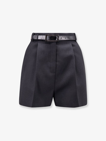 Elisabetta Franchi Virgin wool shorts with belt - Nero
