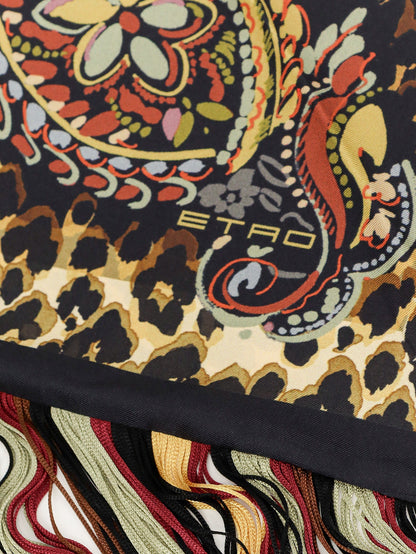 Etro Fringed silk shawl - Nero