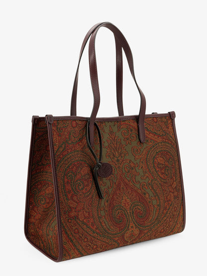 Etro Love Trotter Paisley jacquard shopping bag with leather handles - Multicolor