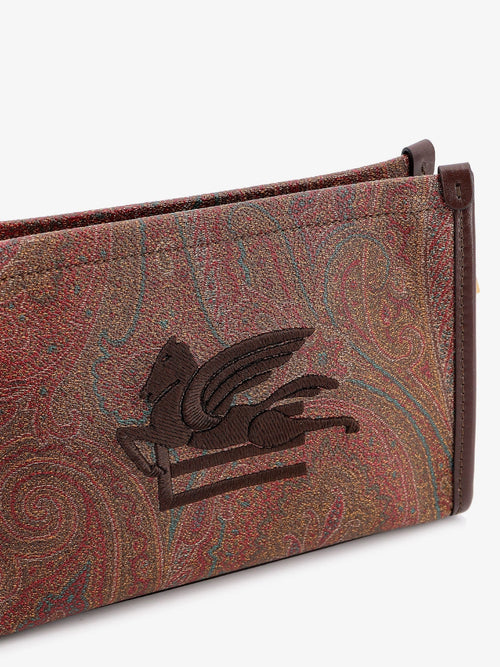 Etro Pegaso Arnica Paisley fabric Pouch - Marrone