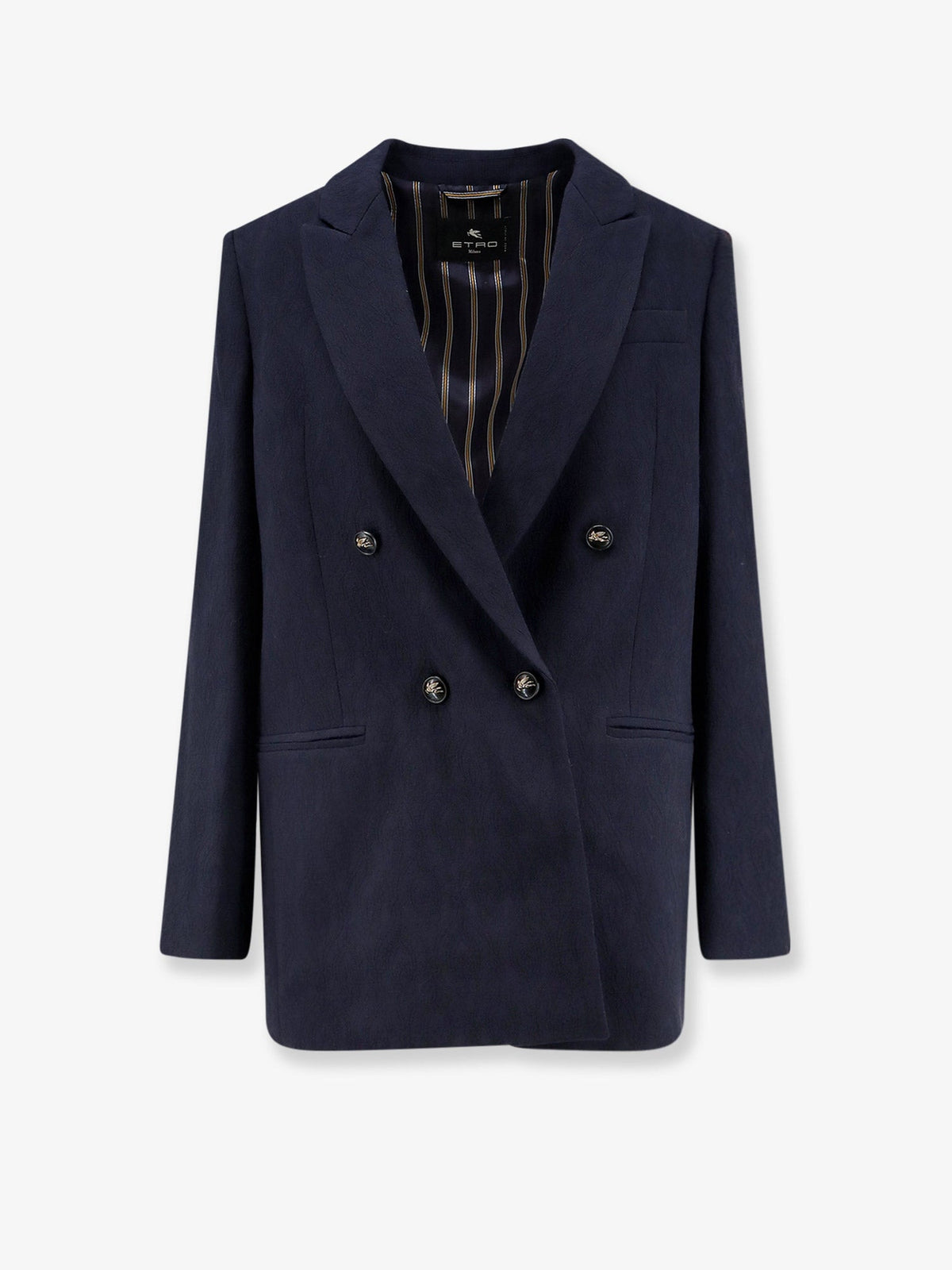 Etro Double-breasted stretch wool blazer - Marrone
