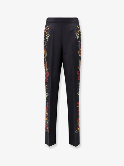 Etro Silk trousers with paisley pattern - Marrone