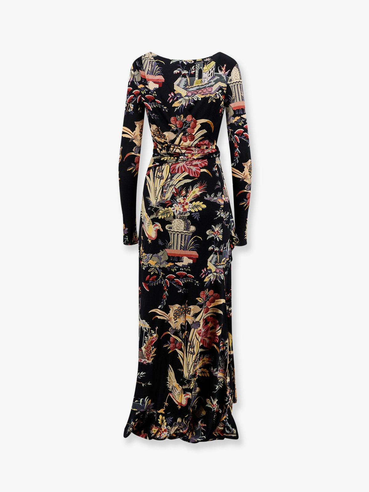 Etro Stretch viscose long dress with multicolor print - Nero