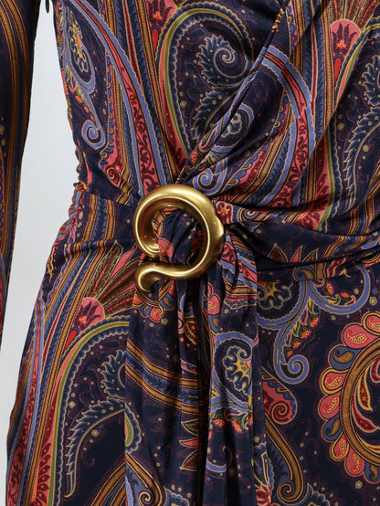 Etro Stretch viscose dress with iconic pattern - Bordo
