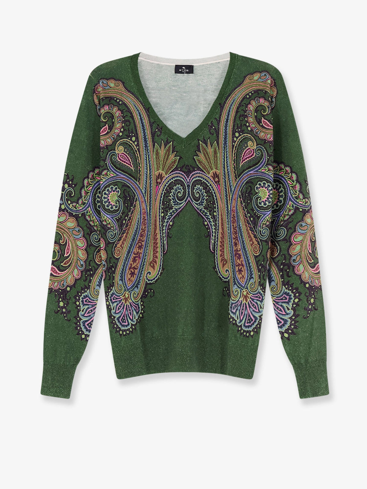Etro Silk and cashmere blend sweater with iconic paisley print - Marrone