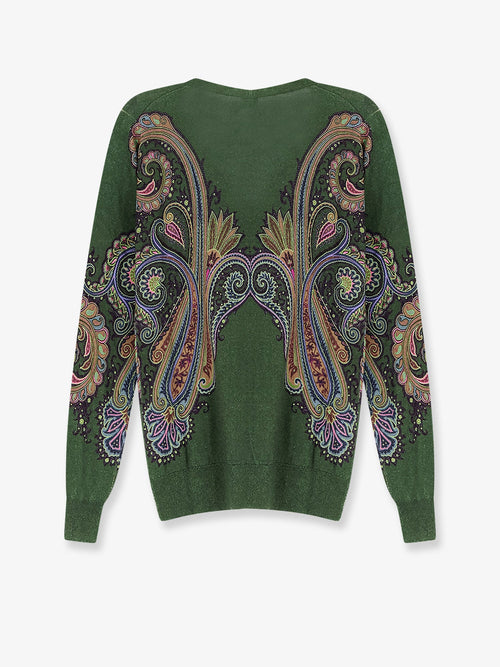 Etro Silk and cashmere blend sweater with iconic paisley print - Marrone